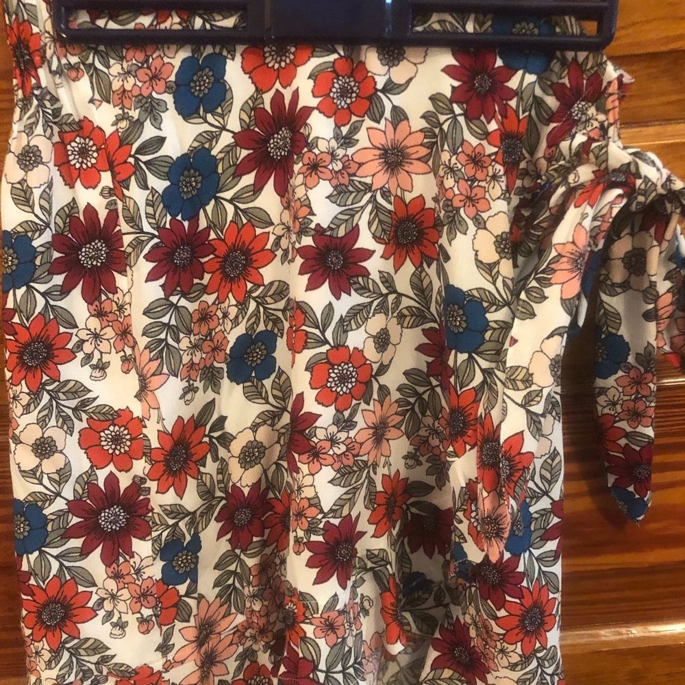 Loft Beach Floral Faux Wrap Skirt